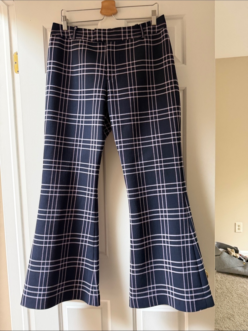 Smythe Navy Plaid Wide-Leg Pants
